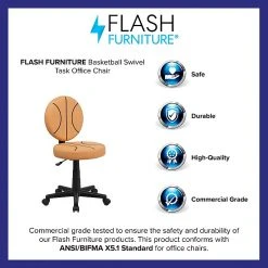 Flash Furniture Vinyl Basketball Task Chair Without Arms, Orange -Cheap The Flex Chair Store unnamed file 5648