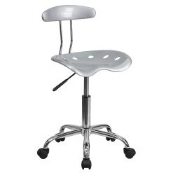 Flash Furniture Chrome Low Back Computer Task Chair With Tractor Seat, Vibrant Silver