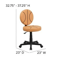 Flash Furniture Vinyl Basketball Task Chair Without Arms, Orange -Cheap The Flex Chair Store unnamed file 5650