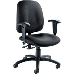 Global Goal Operator Custom Fabric Chair In Black, Seat: 20"W X 17"D, Back: 18 1/2"W X 18-21"H