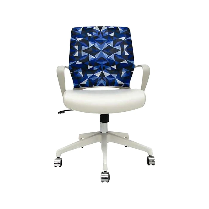 The Raynor Group Elizabeth Sutton Gramercy Fabric Swivel Task Chair, Blue Prism White Silver (K-ESGR-WHT-PRSM-GLD) 3 The Raynor Group Elizabeth Sutton Gramercy Fabric Swivel Task Chair, Blue Prism White Silver (K-ESGR-WHT-PRSM-GLD)