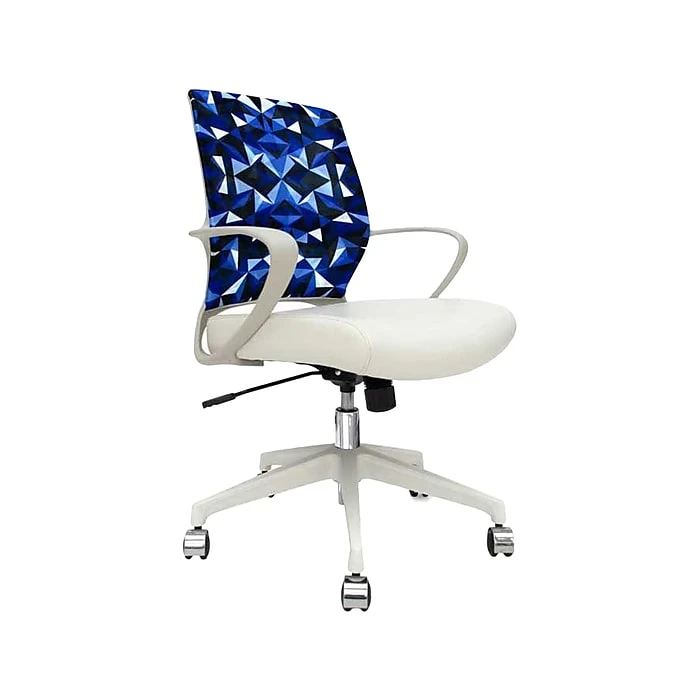 The Raynor Group Elizabeth Sutton Gramercy Fabric Swivel Task Chair, Blue Prism White Silver (K-ESGR-WHT-PRSM-GLD) 4 The Raynor Group Elizabeth Sutton Gramercy Fabric Swivel Task Chair, Blue Prism White Silver (K-ESGR-WHT-PRSM-GLD) - Image 2