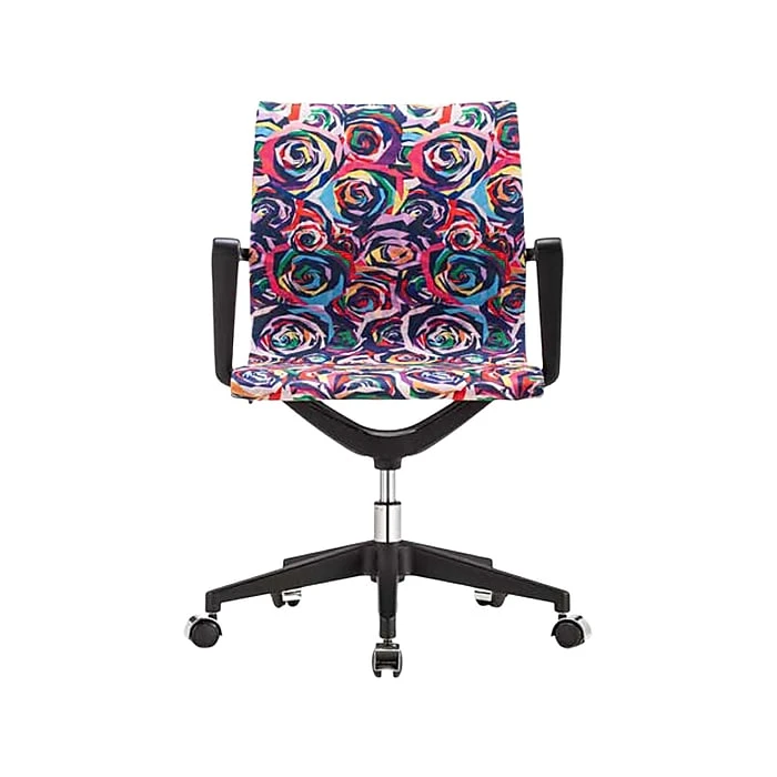 The Raynor Group Elizabeth Sutton Wynwood Fabric Swivel Task Chair, Multi Rose Black Silver (K-ESWY-BLK-ROSE-SIL) 3 The Raynor Group Elizabeth Sutton Wynwood Fabric Swivel Task Chair, Multi Rose Black Silver (K-ESWY-BLK-ROSE-SIL)