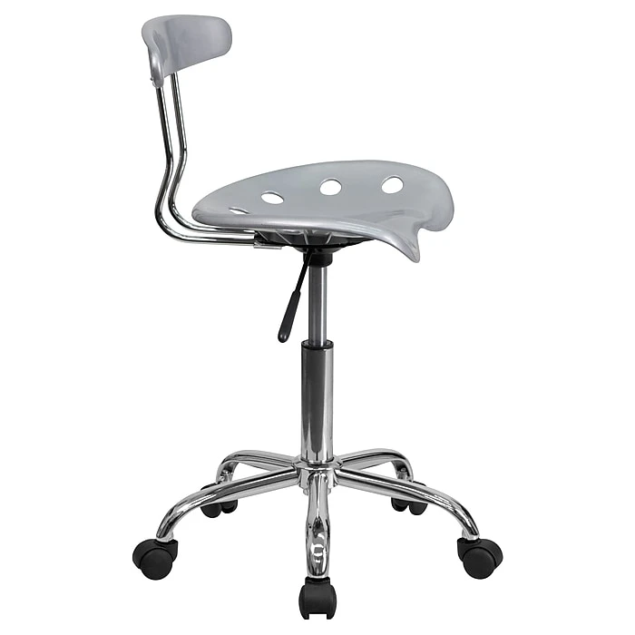 Flash Furniture Chrome Low Back Computer Task Chair With Tractor Seat, Vibrant Silver 11 Flash Furniture Chrome Low Back Computer Task Chair With Tractor Seat, Vibrant Silver - Image 9