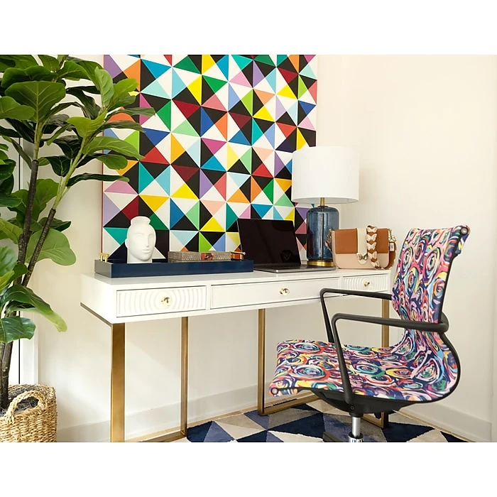 The Raynor Group Elizabeth Sutton Wynwood Fabric Swivel Task Chair, Multi Rose Black Silver (K-ESWY-BLK-ROSE-SIL) 7 The Raynor Group Elizabeth Sutton Wynwood Fabric Swivel Task Chair, Multi Rose Black Silver (K-ESWY-BLK-ROSE-SIL) - Image 5