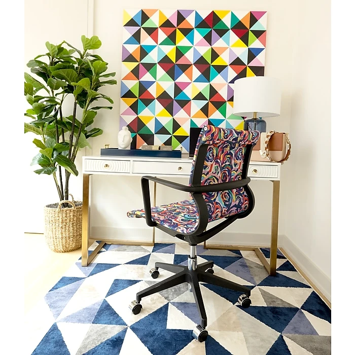 The Raynor Group Elizabeth Sutton Wynwood Fabric Swivel Task Chair, Multi Rose Black Silver (K-ESWY-BLK-ROSE-SIL) 8 The Raynor Group Elizabeth Sutton Wynwood Fabric Swivel Task Chair, Multi Rose Black Silver (K-ESWY-BLK-ROSE-SIL) - Image 6