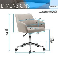 Techni Mobili Comfy Home Office Chair, Beige (RTA-1006-BG) -Cheap The Flex Chair Store unnamed file 587