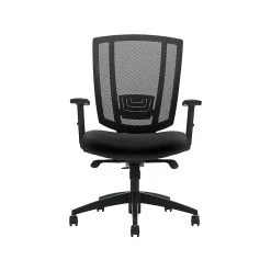 Offices To Go Mesh Back Luxhide Task Chair, Black (OTG3101BL20)