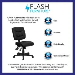 Flash Furniture Mid Back Leather Multi-Functional Task Chair, Black 14 Flash Furniture Mid Back Leather Multi-Functional Task Chair, Black -Cheap The Flex Chair Store unnamed file 5981