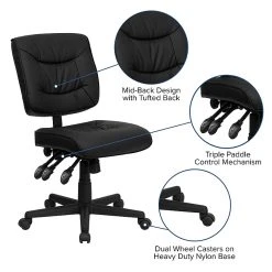 Flash Furniture Mid Back Leather Multi-Functional Task Chair, Black 15 Flash Furniture Mid Back Leather Multi-Functional Task Chair, Black -Cheap The Flex Chair Store unnamed file 5982