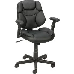 Staples® Berwell™ Luxura™ Task Chair, Faux Leather, Black, Seat: 16.3"W X 16.5"D, Back: 16.1"H