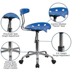 Flash Furniture Chrome Low Back Computer Task Chair With Tractor Seat, Vibrant Bright Blue -Cheap The Flex Chair Store unnamed file 600