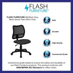 Flash Furniture Mesh Task Chair With Fabric Seat, Gray -Cheap The Flex Chair Store unnamed file 6107