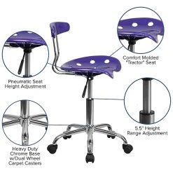 Flash Furniture Chrome Low Back Computer Task Chair With Tractor Seat, Vibrant Violet -Cheap The Flex Chair Store unnamed file 616
