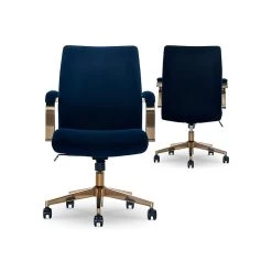 Thomasville Furniture Joelle Ergonomic Fabric/Metal Desk Chair, Blue/Gold (60068) -Cheap The Flex Chair Store unnamed file 670