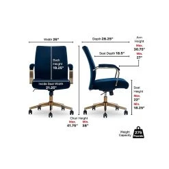 Thomasville Furniture Joelle Ergonomic Fabric/Metal Desk Chair, Blue/Gold (60068) -Cheap The Flex Chair Store unnamed file 676