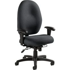 Global Stamina+ Fabric Computer And Desk Office Chair, Adjustable Arms, Graphite (2440TDBK-S111)