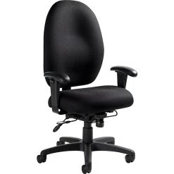Global Stamina+ Fabric Computer And Desk Office Chair, Adjustable Arms, Black (2440TDBK-S110)