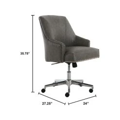 Serta Style Leighton Faux Leather Swivel Home Office Chair, Gray (47925G) -Cheap The Flex Chair Store unnamed file 872
