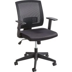 Safco Mezzo Mesh Back Fabric Computer And Desk Chair, Black (7195BL)